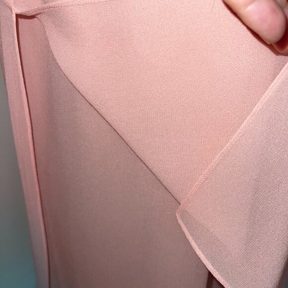 Silk Skirt Size 8 Womens Straight Triple Layer Crepe Midi Elastic Waist Pink - Picture 5 of 9